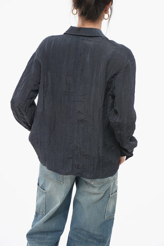 Blusa Sheer con Effetto Stropicciato