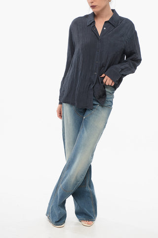 Blusa Sheer con Effetto Stropicciato