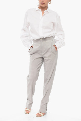 Wool-Blend Trousers With Ankle Slits