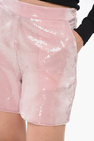 Shorts A Vita Alta Con Paillettes Allover