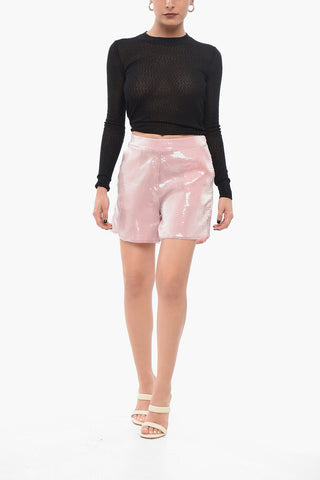 Shorts A Vita Alta Con Paillettes Allover