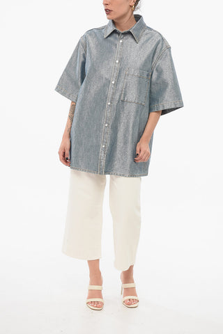 Short Sleeved Lurex Denim Blend Shirt