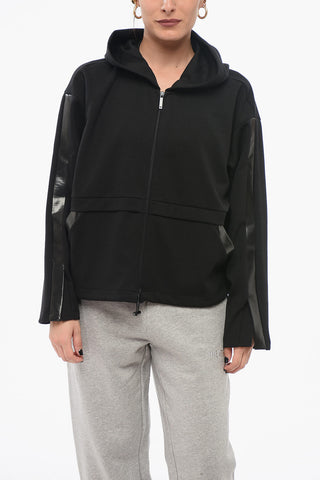 EMPORIO Zip-Up Hoodie with Coated Cotton Details