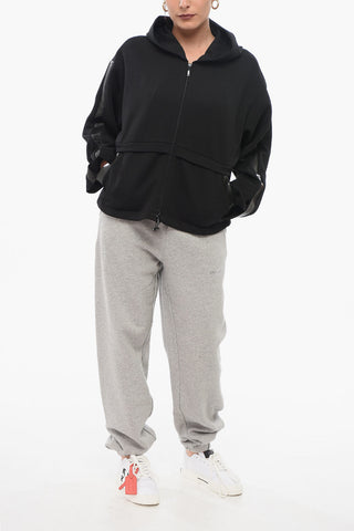 EMPORIO Zip-Up Hoodie with Coated Cotton Details