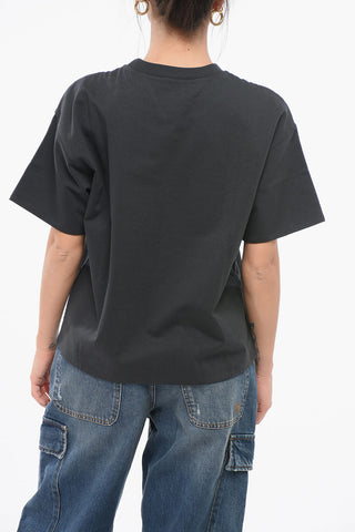 T-Shirt Girocollo in Cotone con Fodera in Popeline