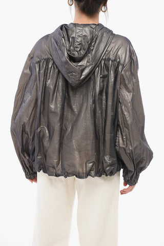 METAL GLAZE Nylon Windbreaker Jacket with Logo Patch