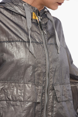 METAL GLAZE Nylon Windbreaker Jacket with Logo Patch