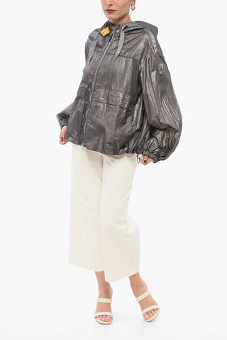 METAL GLAZE Nylon Windbreaker Jacket with Logo Patch