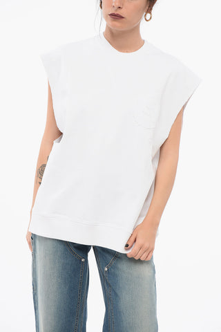 Ärmelloses Sweatshirt aus angerauter Baumwolle mit Logo-Patch