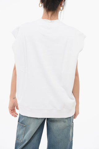 Ärmelloses Sweatshirt aus angerauter Baumwolle mit Logo-Patch