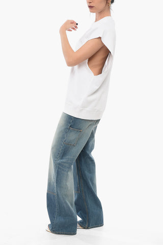 Ärmelloses Sweatshirt aus angerauter Baumwolle mit Logo-Patch