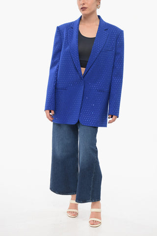 Single-Breasted Blazer with Allover Strass