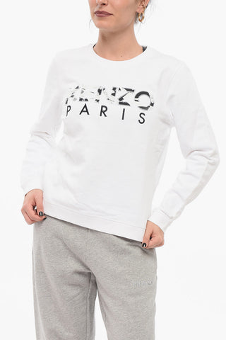 Crew Neck Cotton Sweatshirt with Embroidered Logo