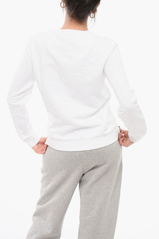 Crew Neck Cotton Sweatshirt with Embroidered Logo