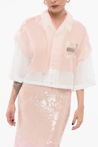 Cropped Blouse With Sheer Layer