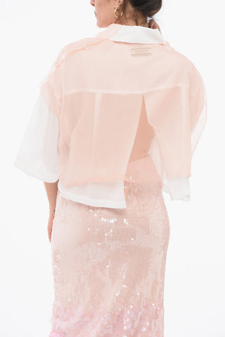 Cropped Blouse With Sheer Layer