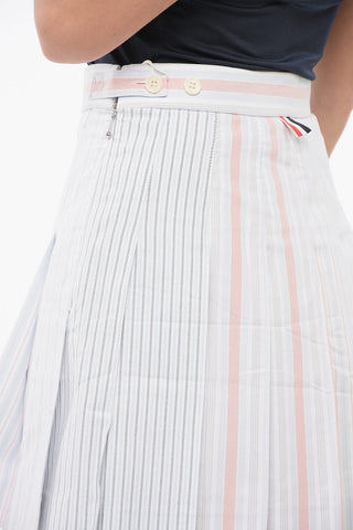 Striped Pleated Mini Skirt