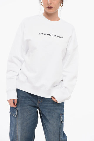 Brushed Cotton Crew Neck Sweatshirt with Printed Logo