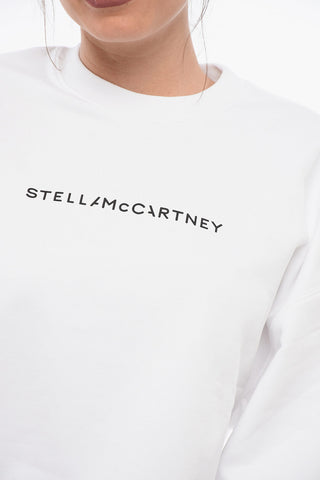 Felpa Girocollo in Cotone Garzato con Logo Stampato