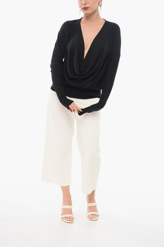 Deep V-Neck Silk-Cashmere Sweater