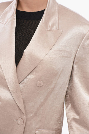Doppelreihiger Blazer aus Satin mit Crinkle-Effekt