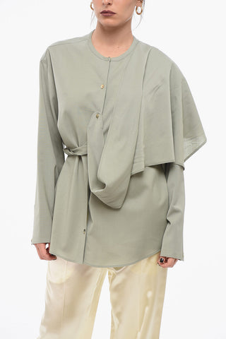 Wool Blend Blouse With Removable Draping