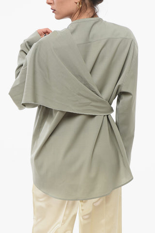 Wool Blend Blouse With Removable Draping