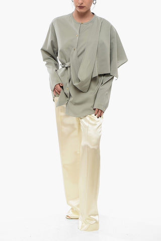 Wool Blend Blouse With Removable Draping