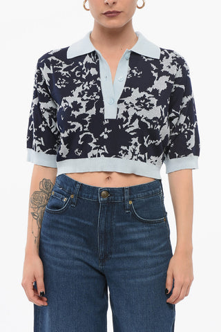Jacquard Cotton Blend Cropped Fit Polo