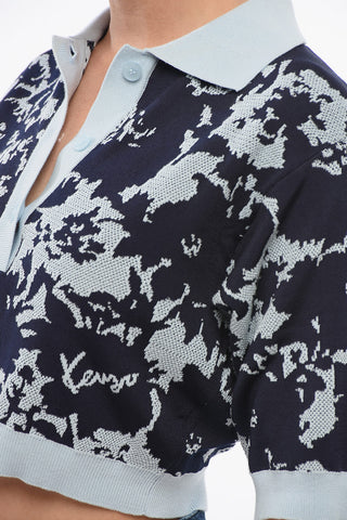 Jacquard Cotton Blend Cropped Fit Polo