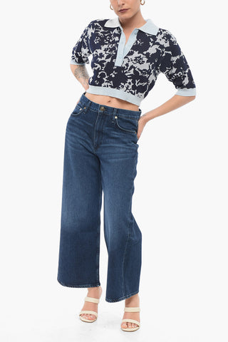 Jacquard Cotton Blend Cropped Fit Polo