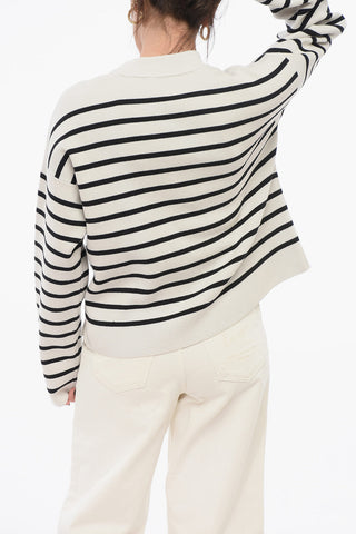 Maglia Girocollo in Misto Cotone a Righe Awning