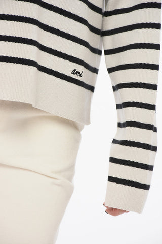 Maglia Girocollo in Misto Cotone a Righe Awning