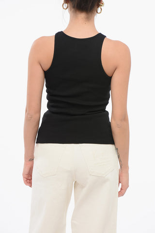 Ribbed Tank Top with Crystal Logo