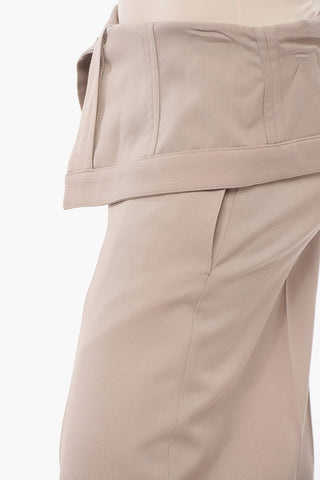 Wide-leg Pants with Fold Over Waist Design