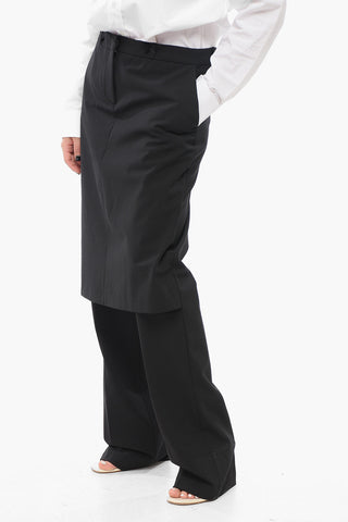 Straight Pants with Skirt