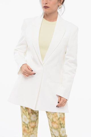 Blazer Monopetto In Cotone Con Tasche A Filo