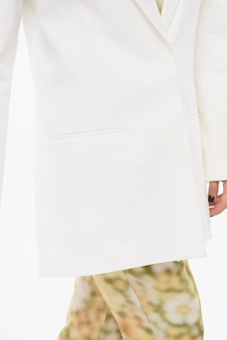 Cotton Single Breasted Blazer With Jetted Pocketd