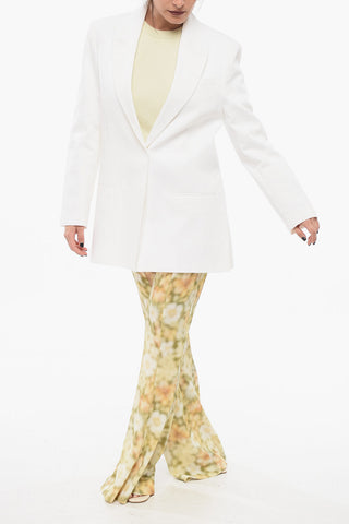Cotton Single Breasted Blazer With Jetted Pocketd