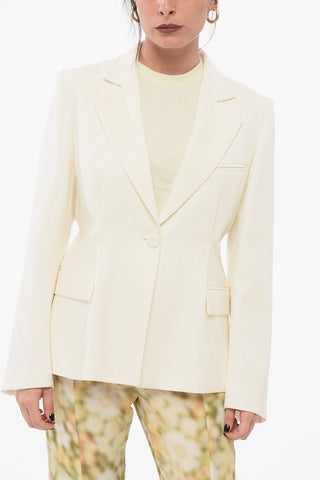 Single-Breasted Wool-Blend Blazer with Flap Pockets