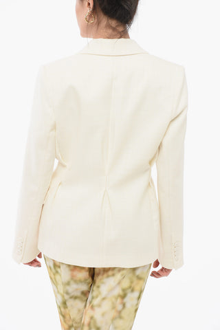 Single-Breasted Wool-Blend Blazer with Flap Pockets