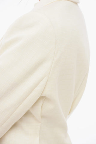 Single-Breasted Wool-Blend Blazer with Flap Pockets