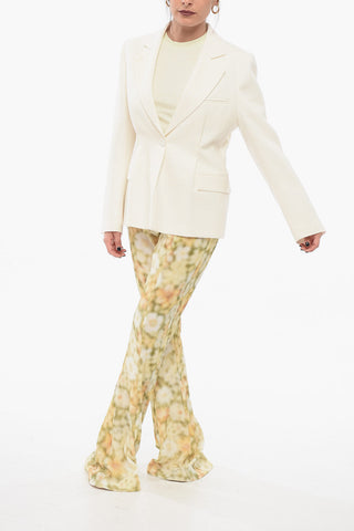Single-Breasted Wool-Blend Blazer with Flap Pockets