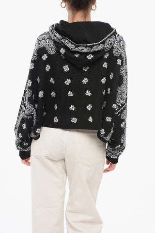Paisley Patterned Cropped Fit Hoodie