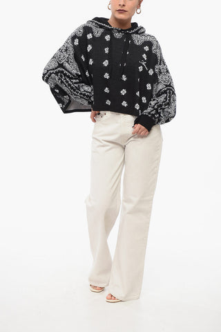 Paisley Patterned Cropped Fit Hoodie