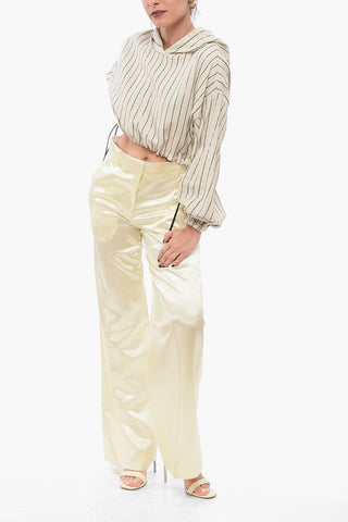 Linen-Blend Hooded Top with Sequin Stripes