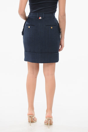 High-Waisted Skirt with Fringed Details