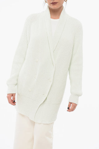 Doppelreihiger Cardigan aus Baumwoll-Chenille