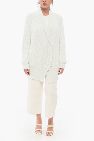 Doppelreihiger Cardigan aus Baumwoll-Chenille