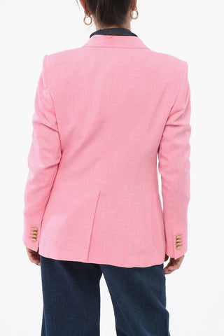 Blazer Doppiopetto In Misto Seta Con Tasche A Toppa